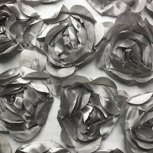 Silver Shiny Rosette Fabric