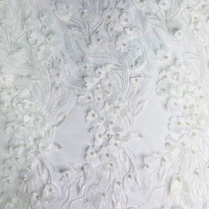 Pearl Bead 3D Off White Floral Lace