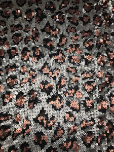 Silver/Copper Leopard Sequin Fabric